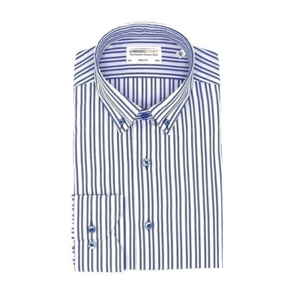 Lorenzo Uomo Trim Fit The Perfect Fashion Shirt Blue White Striped Button Down